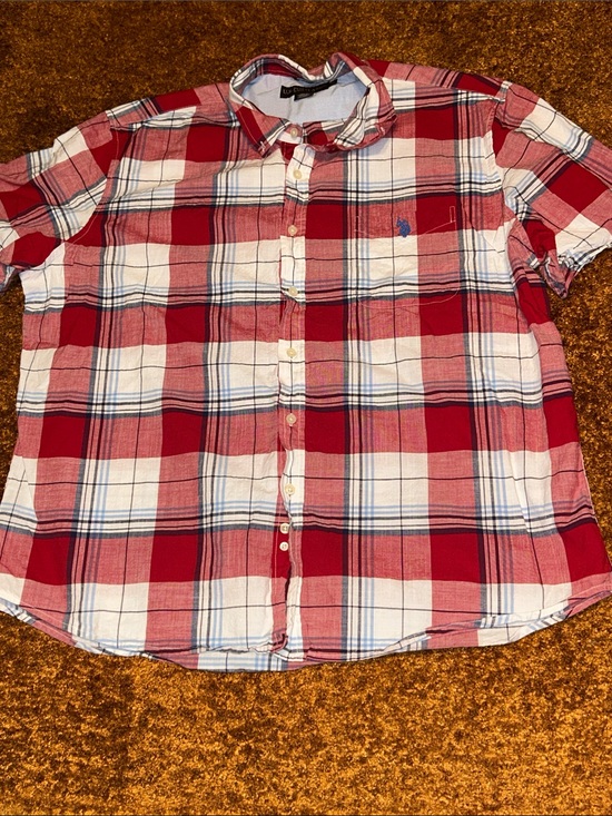 U.S. Polo Assn. Other - U.S. Polo Assn. Red, White & Blue Plaid Short-Sleeve Button-Up Shirt